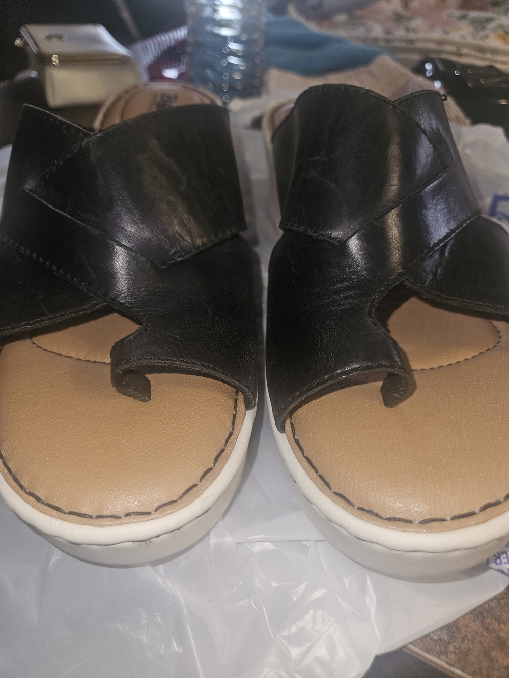 Born Black Leather Crossband Slide Sandal - Picture 5 of 8